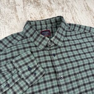 UNTUCKIT‎ - Bonarda Relaxed Button Up Shirt Long Sleeve Green Blue Plaid - XL